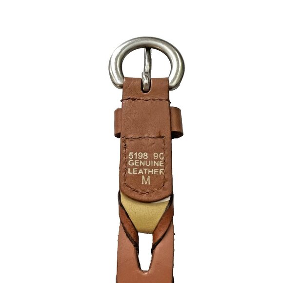 Fossil Vintage 70's Leather Chain Link Belt Browns & Blue Vtg Sz M 38” Boho - Picture 4 of 5